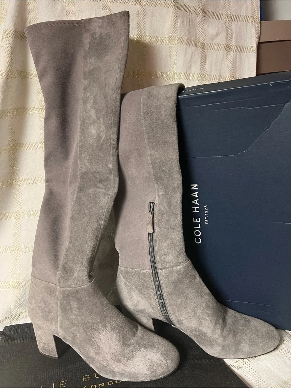 Cole Haan Suede Over-the-Knee Boots in Taupe Gray